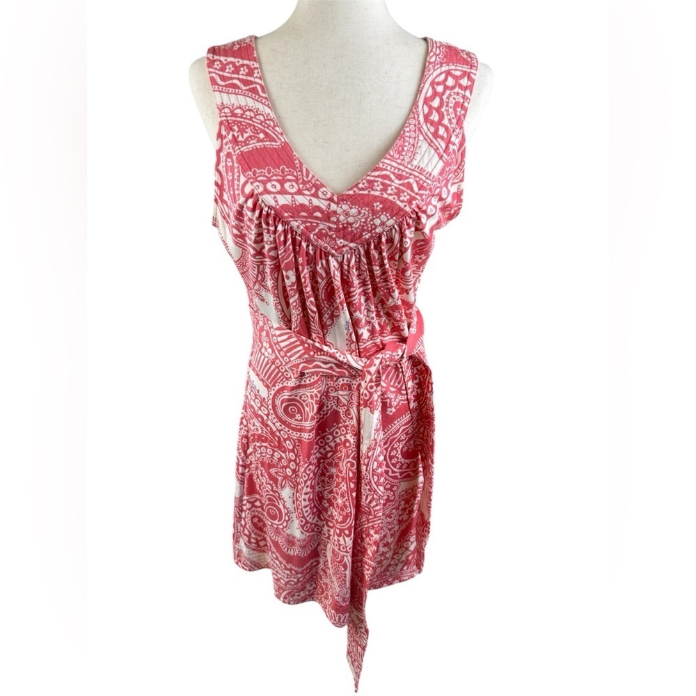 Lilly Pulitzer silk blend belted v neck dress size M preppy preowned